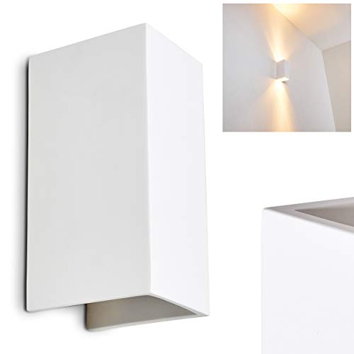 HOFSTEIN Wandlampe Aversa aus Keramik in Weiß, Wandleuchte mit Up & Down-Effekt, 2 x GU10 - Fassung, Innenwandleuchte mit handelsüblichen Farben bemalbar, ohne Leuchtmittel von HOFSTEIN