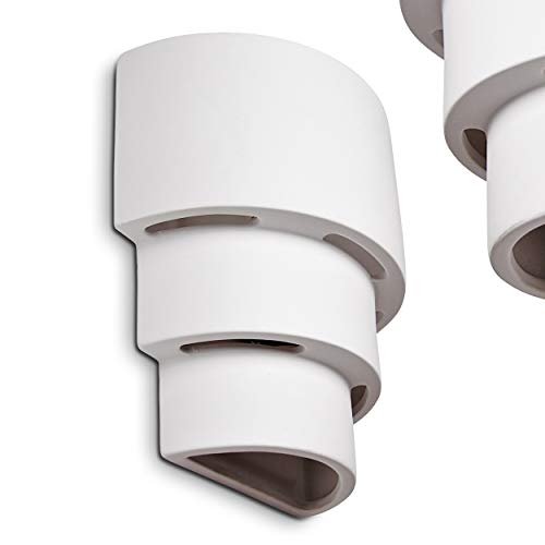 Wandlampe Karatschi aus Keramik in Weiß, Wandleuchte mit Up & Down-Effekt, 1 x E27-Fassung, max. 60 Watt, Innenwandleuchte mit handelsüblichen Farben bemalbar, geeignet für LED Leuchtmittel von HOFSTEIN