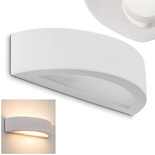 Wandlampe Montefalco aus Keramik in Weiß, Wandleuchte mit Up & Down-Effekt, 1 x E27 - Fassung, Innenwandleuchte mit handelsüblichen Farben bemalbar, ohne Leuchtmittel von HOFSTEIN