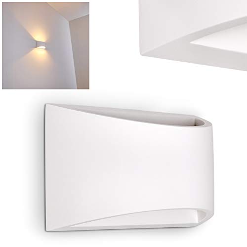 Wandlampe Patea aus Keramik in Weiß, Wandleuchte mit Lichteffekt, 1 x G9-Fassung, Innenwandleuchte mit handelsüblichen Farben bemalbar, Up & Down-Effekt, ohne Leuchtmittel von HOFSTEIN