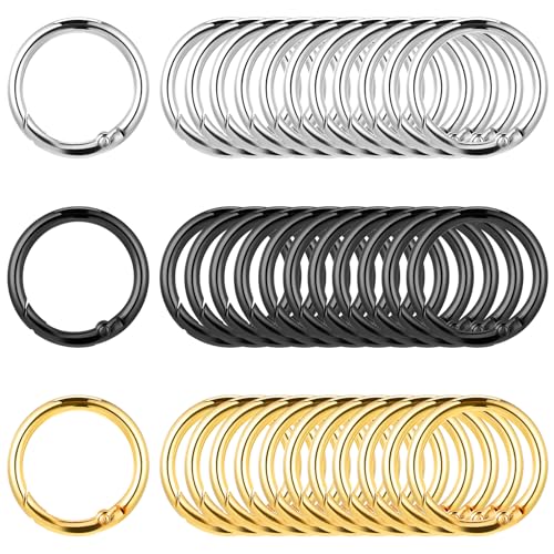 90 Stück Metallfeder-O-Ringe, Triggerfeder-O-Ring, runder Karabiner-Clip – 2,5 cm Zinklegierung, Schlüsselanhängerringe für Bastelarbeiten, Taschen, Geldbörsen, Hundeleinen (Hellgold, Silber, Schwarz) 90 Stück Metallfeder-O-Ringe, Triggerfeder-O-Ring, runder Karabiner-Clip – 2,5 cm Zinklegierung, Schlüsselanhängerringe für Bastelarbeiten, Taschen, Geldbörsen, Hundeleinen (Hellgold, Silber, Schwarz) von HOFURME