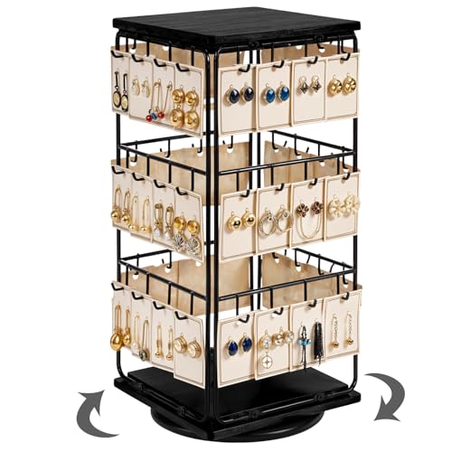 HOFURME 360 Grad drehbarer Ohrringständer zum Verkauf, Ohrringständer, Schmuck-Display für Verkäufer, die Ohrringkarten, Halsketten, Armbänder, Haar-Accessoires verkaufen (48 Haken) von HOFURME