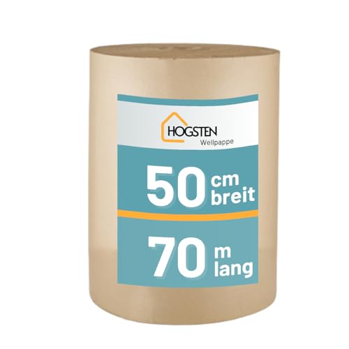 Rollenwellpappe Wellpappe Rolle für Versand und Lagerung, Umweltfreundlich Verpackungsmaterial (0,5m x 70m) von HOGSTEN