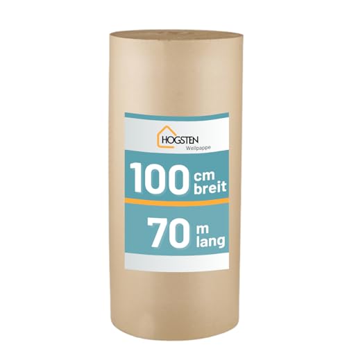 Rollenwellpappe Wellpappe Rolle für Versand und Lagerung, Umweltfreundlich Verpackungsmaterial (1m x 70m) von HOGSTEN