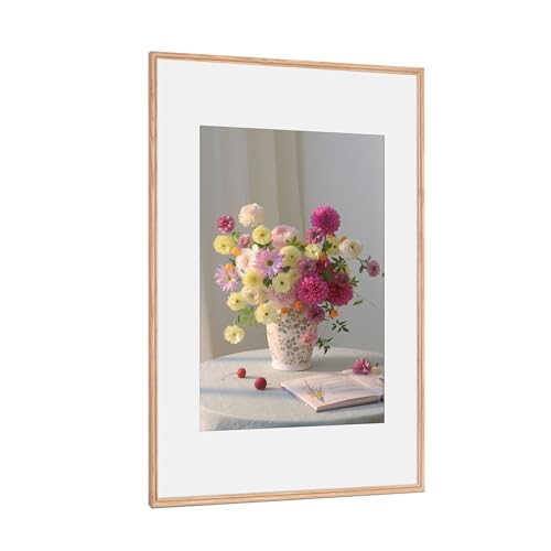 HOHIYO Premium Bilderrahmen Eiche DIN A2 (42x59,4 cm) Natur Holz Eiche Dünner Rahmen Holzrahmen Holz-Bilderrahmen mit bruchsicherem Acryl-Glas Eichenrahmen von HOHIYO
