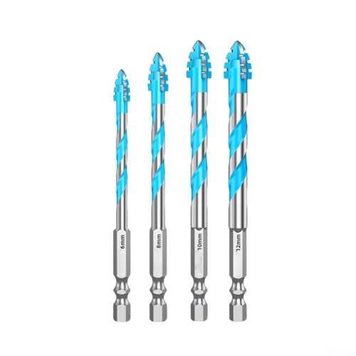 HOHOVYVY Exzentrische Bohrerspitzen Set 3/4/5 Stück Vierflügeliges Glasfliesen-Bohrer Dreiecksform 6-12mm(6+8+10+12mm) von HOHOVYVY