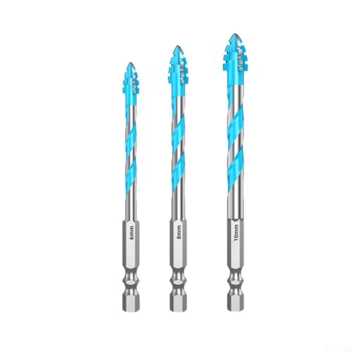HOHOVYVY Exzentrische Bohrerspitzen Set 3/4/5 Stück Vierflügeliges Glasfliesen-Bohrer Dreiecksform 6-12mm(6+8+10mm) von HOHOVYVY