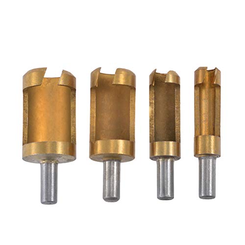 HOEN 4 Holz-Bohrkrone / Zapfenschneider-Set, mit Titan beschichtete Bits, rund, zum Bohren und Schneiden von Löchern in Holz etc., 1/4 Zoll / 6 mm, 3/8 Zoll / 10 mm, 1/2 Zoll / 13 mm, 5/8 Zoll / 16 mm, 4 Stück HOEN 4 Holz-Bohrkrone / Zapfenschneider-Set, mit Titan beschichtete Bits, rund, zum Bohren und Schneiden von Löchern in Holz etc., 1/4 Zoll / 6 mm, 3/8 Zoll / 10 mm, 1/2 Zoll / 13 mm, 5/8 Zoll / 16 mm, 4 Stück von HOHXEN