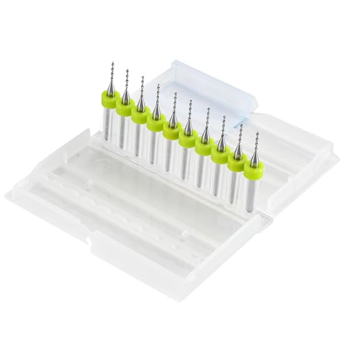 HOHXEN 10 Stücke PCB Bohrer Bit Set, Mikro-Wolfram-Bohrer-Set, Mikro-Bohrer für Spielzeug Schmuckherstellung, Handwerk, CNC, Holzbearbeitung, Modelleisenbahnen Autos Boot [Schneiddurchmesser: 1.0mm] von HOHXEN