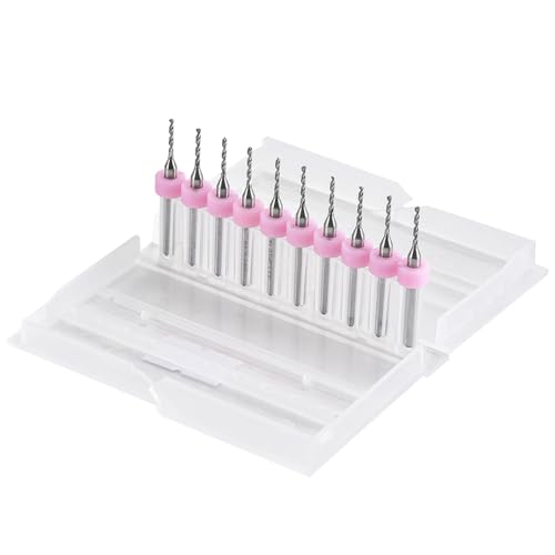 HOHXEN 10 Stücke PCB Bohrer Bit Set, Mikro-Wolfram-Bohrer-Set, Mikro-Bohrer für Spielzeug Schmuckherstellung, Handwerk, CNC, Holzbearbeitung, Modelleisenbahnen Autos Boot [Schneiddurchmesser: 1.2mm] von HOHXEN