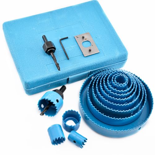 HOHXEN 16 Stk Lochsäge-Set blau, 45# Premium Kohlenstoffstahl Lochsäge-Set mit 1 Stk Antriebsplatte & 2 Stk Dorn, zum Schneiden von Baustahl, Edelstahl, Gusseisen, Aluminium, Holz, PVC, Gipskarton HOHXEN 16 Stk Lochsäge-Set blau, 45# Premium Kohlenstoffstahl Lochsäge-Set mit 1 Stk Antriebsplatte & 2 Stk Dorn, zum Schneiden von Baustahl, Edelstahl, Gusseisen, Aluminium, Holz, PVC, Gipskarton von HOHXEN