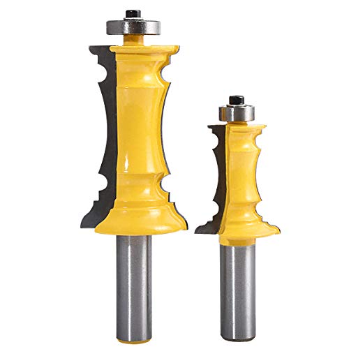 HOHXEN 2 Stück 1/2“ Schaft Rahmen Kronengehrung Tür & Schublade Panel Formteil Router Bit Set, Holzbearbeitung Fräsen Cutter Tools Set mit Kantenanleimer, Gehrung Holzschneider für Türen, Tische von HOHXEN