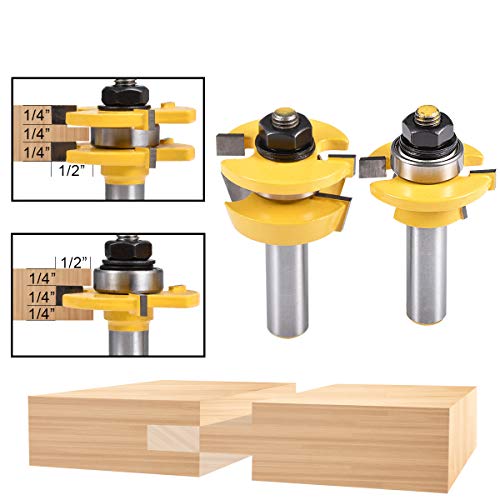 HOHXEN 2 Stück Schienen- und Holmfräser-Set, 1/2 Zoll Schaft Shaker Bevel Rail und Stile Router Bit Holzbearbeitung Fräsen Fräser Werkzeug Set mit Edge Banding, DIY Holzbearbeitung Router Bit Set HOHXEN 2 Stück Schienen- und Holmfräser-Set, 1/2 Zoll Schaft Shaker Bevel Rail und Stile Router Bit Holzbearbeitung Fräsen Fräser Werkzeug Set mit Edge Banding, DIY Holzbearbeitung Router Bit Set von HOHXEN