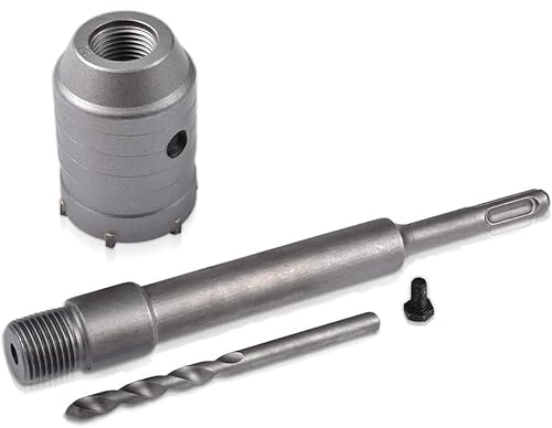HOHXEN 40mm Betonlochsäge + 200mm Verbindungsstange + Spiralbohrer + Positionierungsschraube, Wandlochschneider für Ziegel, Betonwände, Klimaanlage Öffnung, Mauerwerk, Zement, SilikatZiegel von HOHXEN