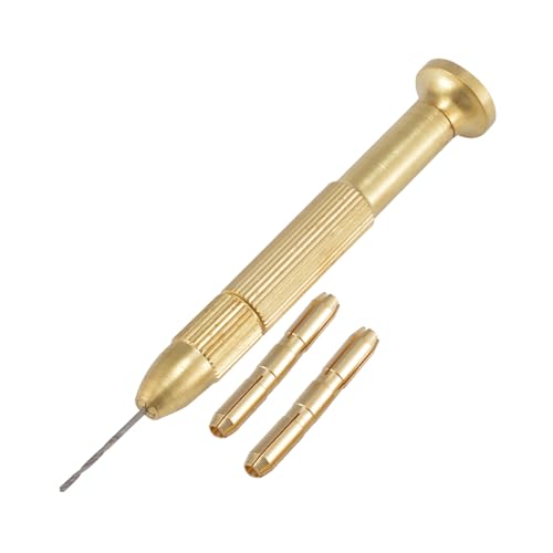 HOHXEN Einstellbare Kupfer Hand Spiralbohrer Spannzange Mini Twist Chuck Tool Kit, 3 Größen Spannzangen Portable Ersatz (0,3-1,0mm/1,5-2,0mm/2,5-3,2mm), für Craft Carving DIY, Schmuckherstellung von HOHXEN