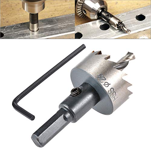 HOHXEN HSS Lochsägebohrer – 28 mm, Hochgeschwindigkeitsstahl-Lochfräser mit Positionierungsbohrer und Sechskantschlüssel für Edelstahl, Metall, Legierungen, Gusseisen, Kupfer, Holz, Aluminium von HOHXEN