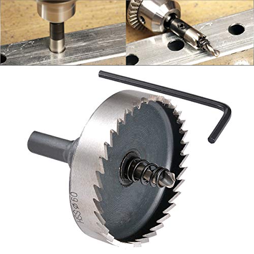HOHXEN HSS Lochsägebohrer – 60 mm, Hochgeschwindigkeitsstahl-Lochfräser mit Positionierungsbohrer und Sechskantschlüssel für Edelstahl, Metall, Legierungen, Gusseisen, Kupfer, Holz, Aluminium von HOHXEN