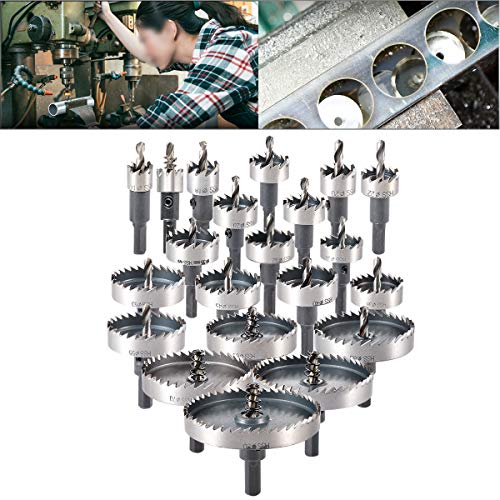 HOHXEN Hochgeschwindigkeitsstahl-Lochsägenbohrerset mit Positionierungsbohrer und Sechskantschlüssel für Edelstahl, Metall(14/16/18/20/22/24/25/28/30/32/35/38/40/45/50/55/60/65/70/75/80mm, 21-Teilig) HOHXEN Hochgeschwindigkeitsstahl-Lochsägenbohrerset mit Positionierungsbohrer und Sechskantschlüssel für Edelstahl, Metall(14/16/18/20/22/24/25/28/30/32/35/38/40/45/50/55/60/65/70/75/80mm, 21-Teilig) von HOHXEN