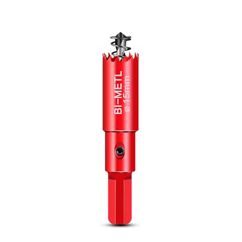 HOHXEN Lochsäge 15mm, M42 HSS Heavy Duty Bi-Metall Lochsäge mit Positionierbohrer zum Schneiden von Mildstahl, Edelstahl, Gusseisen, Messing, Aluminium, Holz, PVC-Rohr, Gipskarton, Dichtebrett - Rot HOHXEN Lochsäge 15mm, M42 HSS Heavy Duty Bi-Metall Lochsäge mit Positionierbohrer zum Schneiden von Mildstahl, Edelstahl, Gusseisen, Messing, Aluminium, Holz, PVC-Rohr, Gipskarton, Dichtebrett - Rot von HOHXEN