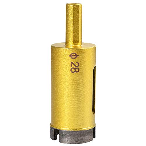 HOHXEN Lochsäge für Marmor – 28 mm, Diamant-Lochsägen-Bohrerset, Fräser für Glasfliesen, Keramik, Marmor, Glas, Porzellan, Keramik, Granit, Stein, Schiefer – (1 Stück, Goldfarben) von HOHXEN