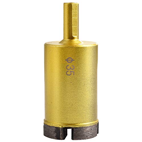 HOHXEN Lochsäge für Marmor – 35 mm, Diamant-Lochsägen-Bohrerset, Fräser für Glasfliesen, Keramik, Marmor, Glas, Porzellan, Keramik, Granit, Stein, Schiefer – (1 Stück, Goldfarben) von HOHXEN