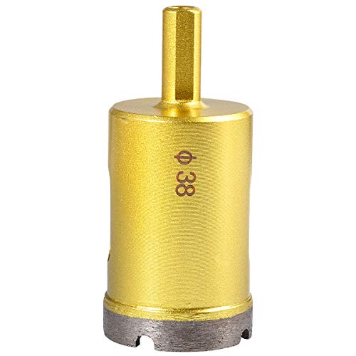 HOHXEN Lochsäge für Marmor – 38 mm, Diamant-Lochsägen-Bohrerset, Fräser für Glasfliesen, Keramik, Marmor, Glas, Porzellan, Keramik, Granit, Stein, Schiefer – (1 Stück, Goldfarben) von HOHXEN