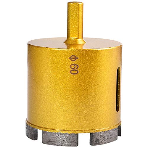 HOHXEN Lochsäge für Marmor – 60 mm, Diamant-Lochsägen-Bohrerset, Fräser für Glasfliesen, Keramik, Marmor, Glas, Porzellan, Keramik, Granit, Stein, Schiefer – (1 Stück, Goldfarben) von HOHXEN