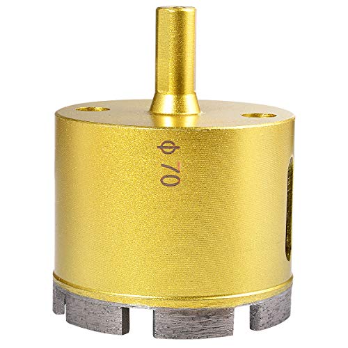 HOHXEN Lochsäge für Marmor – 70 mm, Diamant-Lochsägen-Bohrerset, Fräser für Glasfliesen, Keramik, Marmor, Glas, Porzellan, Keramik, Granit, Stein, Schiefer – (1 Stück, Goldfarben) von HOHXEN