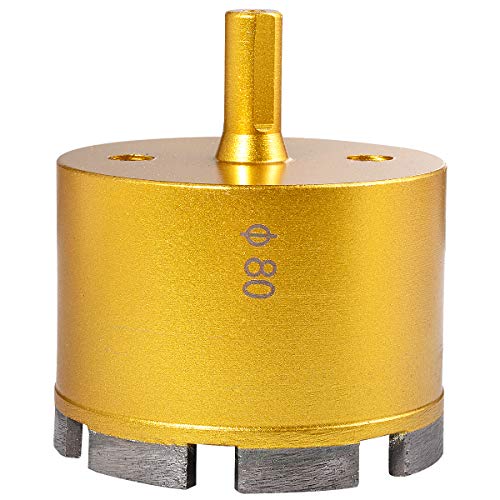 HOHXEN Lochsäge für Marmor – 80 mm, Diamant-Lochsägen-Bohrerset, Fräser für Glasfliesen, Keramik, Marmor, Glas, Porzellan, Keramik, Granit, Stein, Schiefer – (1 Stück, Goldfarben) von HOHXEN