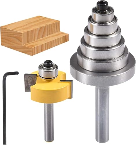 HOHXEN Rabbet Router Bit, Holzfräser mit 6 verstellbaren Lagern, Fräser für die Holzbearbeitung, Holz Fräsbohrer und Heimwerkerwerkzeuge, Schaftdurchmesser: 6,35 mm (1/4 Zoll) von HOHXEN