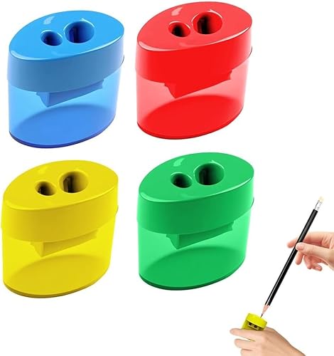 Bleistiftschärfer, Bleistiftschärferhandbuch, Duallöcher Kompakt Gefärbte Handheld Bleistiftschärfer für Kinder mit Erwachsenen im Schülern Schule Klassenbüro (Abgedeckt) (B-4PCS) von HOIDOKLY