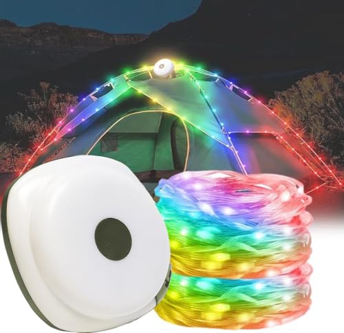 HOIDOKLY Campinglampe, 2-in-1 USB Lichterkette camping 10M, lichterkette camping vorzelt, Multifunktionale Tragbare Campingleuchte, Wasserdicht IP67 für Camping und Wandern (Farbiges Licht) von HOIDOKLY