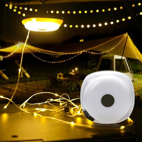 HOIDOKLY Campinglampe, 2-in-1 USB Lichterkette camping 10M, lichterkette camping vorzelt, Multifunktionale Tragbare Campingleuchte, Wasserdicht IP67 für Camping und Wandern (Warmes Licht) von HOIDOKLY