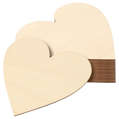 HOIGON 20 Stück 35,6 cm große Holzherzen, 0,3 cm dick, unlackierte Holzherzausschnitte, blanko, natürliche Holzherzform, Scheiben für Bastelarbeiten, Verzierungen, Hochzeit, Valentinstag, Dekoration von HOIGON