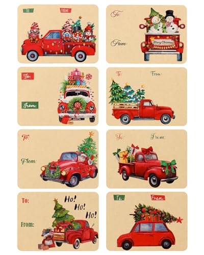 80 Stück Etiketten Selbstklebend Weihnachten, Kraftpapier Geschenkaufkleber, Vintage Rotes Lkw-Thema, Namensaufkleber Aufkleber Namensschilder Geschenketikette Sticker 80 Stück Etiketten Selbstklebend Weihnachten, Kraftpapier Geschenkaufkleber, Vintage Rotes Lkw-Thema, Namensaufkleber Aufkleber Namensschilder Geschenketikette Sticker von HOIIOH