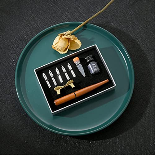 HOIIPAAAA 1 Set Retro-Kalligraphie-Füllfederhalter mit 5 Federn, Tinten-Set, Geschenkbox für Schriftzüge, Skizzieren, Zeichnen, Schreibwaren (Farbe: A) (A) von HOIIPAAAA