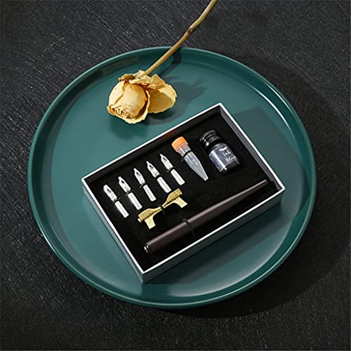 HOIIPAAAA 1 Set Retro-Kalligraphie-Füllfederhalter mit 5 Federn, Tinten-Set, Geschenkbox für Schriftzüge, Skizzieren, Zeichnen, Schreibwaren (Farbe: A) (B) von HOIIPAAAA