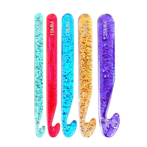 HOIRIX DIY Crafts Häkelnadel-Set mit Harzgriffen, riesige Häkelnadeln zum Häkeln von Decken, Schals, grobes Garn, Strickwerkzeuge (Multiclors) von HOIRIX