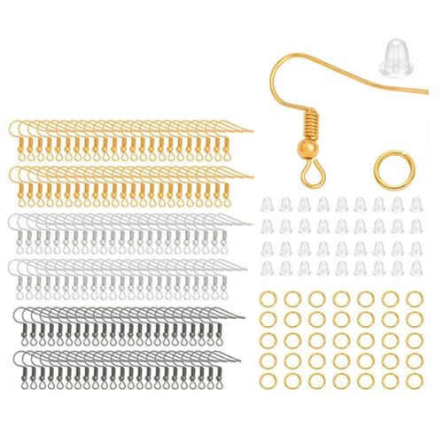 HOIRIX Ohrringhaken für Schmuckherstellung, DIY-Ohr-Zubehör-Set mit transparenten Silikon-Ohrringverschlüssen, Ohr-Angelhaken, Schmuck-Findung (3 Farben/900 Stück) von HOIRIX