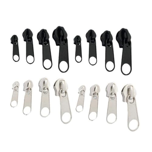 HOIRIX Slider Instant Fix Reißverschluss-Ersatz, Universal-Reißverschluss-Reparatur-Set Zähne für Rucksäcke, Jacken, Gepäck, kaputte Reißverschlüsse (2 Farben, 4 Größen/16 Stück) von HOIRIX