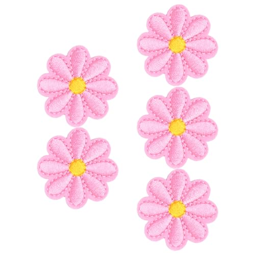 HOJIOESRD 5 Stück/Set robuste und langlebige Blumen Applikationen, Patches aus Polyester, zum Basteln, Blumen, bestickt, zum Aufnähen, Rosa von HOJIOESRD