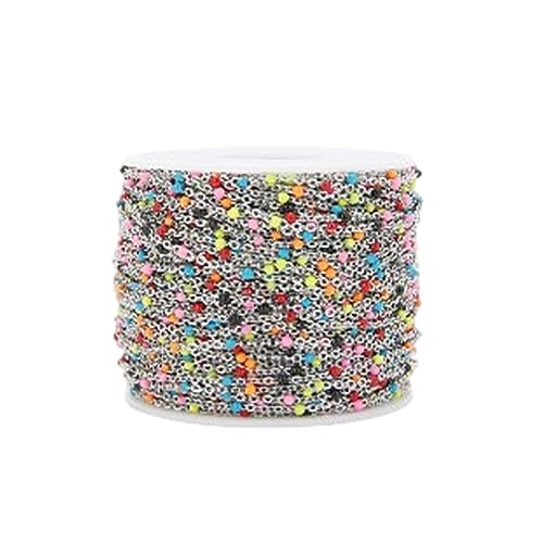 HOJIOESRD Bunte Emaille Perlen, Massenkette, feine Verarbeitung, modische Edelstahl Edelstahlkette, DIY Komponentenkette, Stahl+Farbe von HOJIOESRD