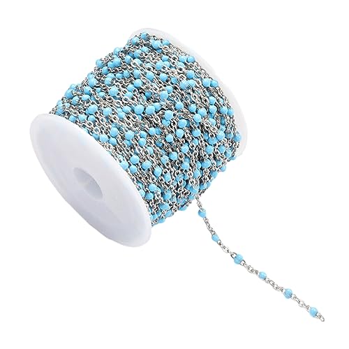 HOJIOESRD Bunte Emaille Perlen, Massenkette, feine Verarbeitung, modische Edelstahl Edelstahlkette, DIY Komponentenkette, Stahl+Seeblau HOJIOESRD Bunte Emaille Perlen, Massenkette, feine Verarbeitung, modische Edelstahl Edelstahlkette, DIY Komponentenkette, Stahl+Seeblau von HOJIOESRD
