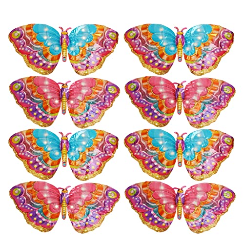 HOKZYHOUSE 8 Stück 3D-Schmetterlings-Folienballon, wiederverwendbare selbstdichtende Aluminiumfolie, Tierballon, Schmetterlingsballons für Geburtstag, Hochzeit von HOKZYHOUSE