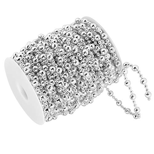 HOKZYHOUSE Kranz Zubehör, 20 m künstliche künstliche Perle Perlen String für Weihnachtsbaum, Hochzeit, Vorhang, Dekoration zum Selbermachen (Silber) von HOKZYHOUSE