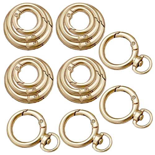 HOLAILS Metall Federkarabiner O-Ringe für Tasche Handgelenkschlaufe Kettenverschluss Schlüsselring Karabiner Schlüsselanhänger Schlüsselanhänger Leder DIY (Gold) von HOLAILS