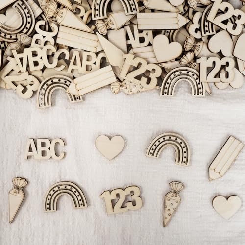HOLDLEAF 125 Stück Streudeko Einschulung Holz 2025, Deko Schulanfang ABC, 123, Regenbogen, Herz & Bleistift – Tischdeko Einschulung für Schulkind Feier HOLDLEAF 125 Stück Streudeko Einschulung Holz 2025, Deko Schulanfang ABC, 123, Regenbogen, Herz & Bleistift – Tischdeko Einschulung für Schulkind Feier von HOLDLEAF