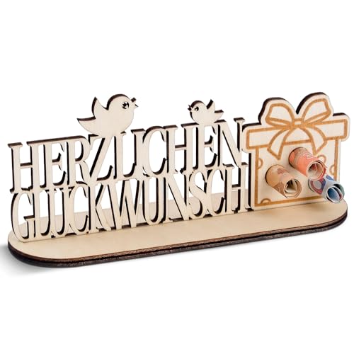 HOLDLEAF Geburtstag Geldgeschenk Holz,Originelle Geburtstag Holz,Geldgeschenk Herzlichen Glückwunsc,Originelles Geldgeschenk für Familie Freund Kollege von HOLDLEAF