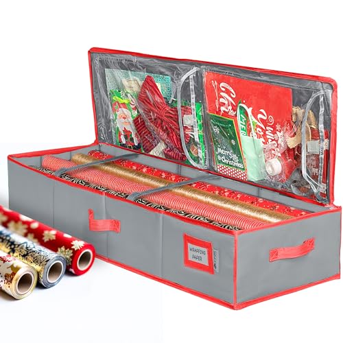 Premium Geschenkpapier-Aufbewahrungsbehälter – strapazierfähiges Material 600D reißfest – passend für bis zu 27 Papierrollen – Extra Taschen für Bänder und Schleifen – Premium Geschenkpapier-Aufbewahrungsbehälter – strapazierfähiges Material 600D reißfest – passend für bis zu 27 Papierrollen – Extra Taschen für Bänder und Schleifen – von HOLDN’ STORAGE