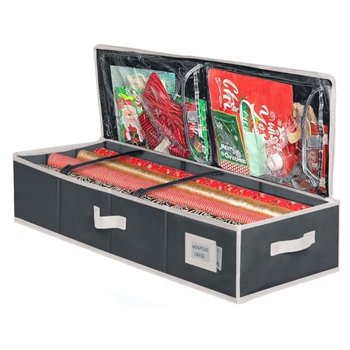 Premium Geschenkpapier-Aufbewahrungsbehälter – strapazierfähiges Material 600D reißfest – passend für bis zu 27 Papierrollen – Extra Taschen für Bänder und Schleifen Premium Geschenkpapier-Aufbewahrungsbehälter – strapazierfähiges Material 600D reißfest – passend für bis zu 27 Papierrollen – Extra Taschen für Bänder und Schleifen von HOLDN’ STORAGE